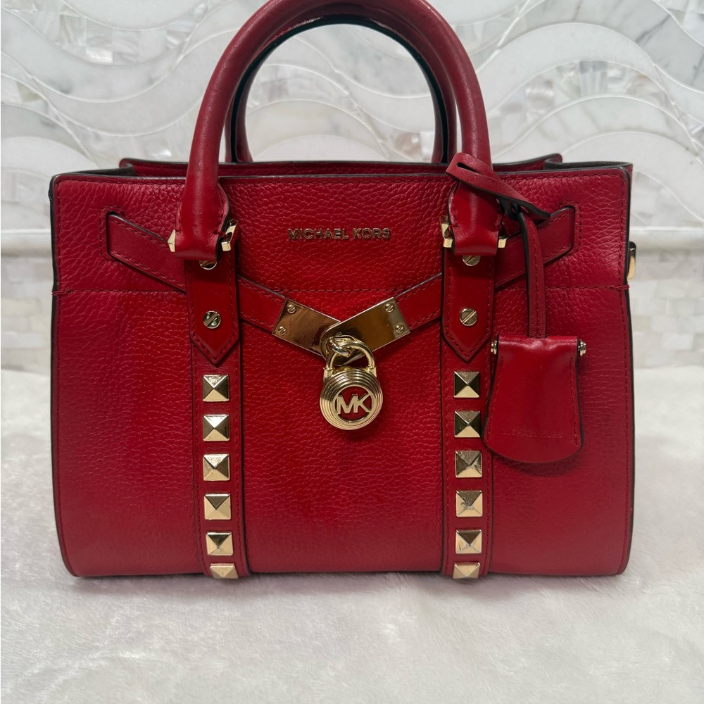 EUC Michael Kors Red Studded Leather Handbag